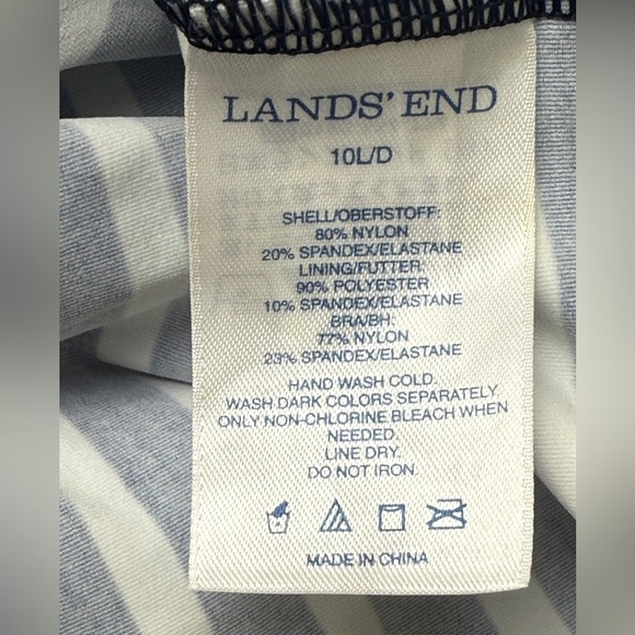 Lands End Women's V Neck Strappy Tankini Swimsuit Underwire Top Striped 10 L/D - Picture 5 of 8